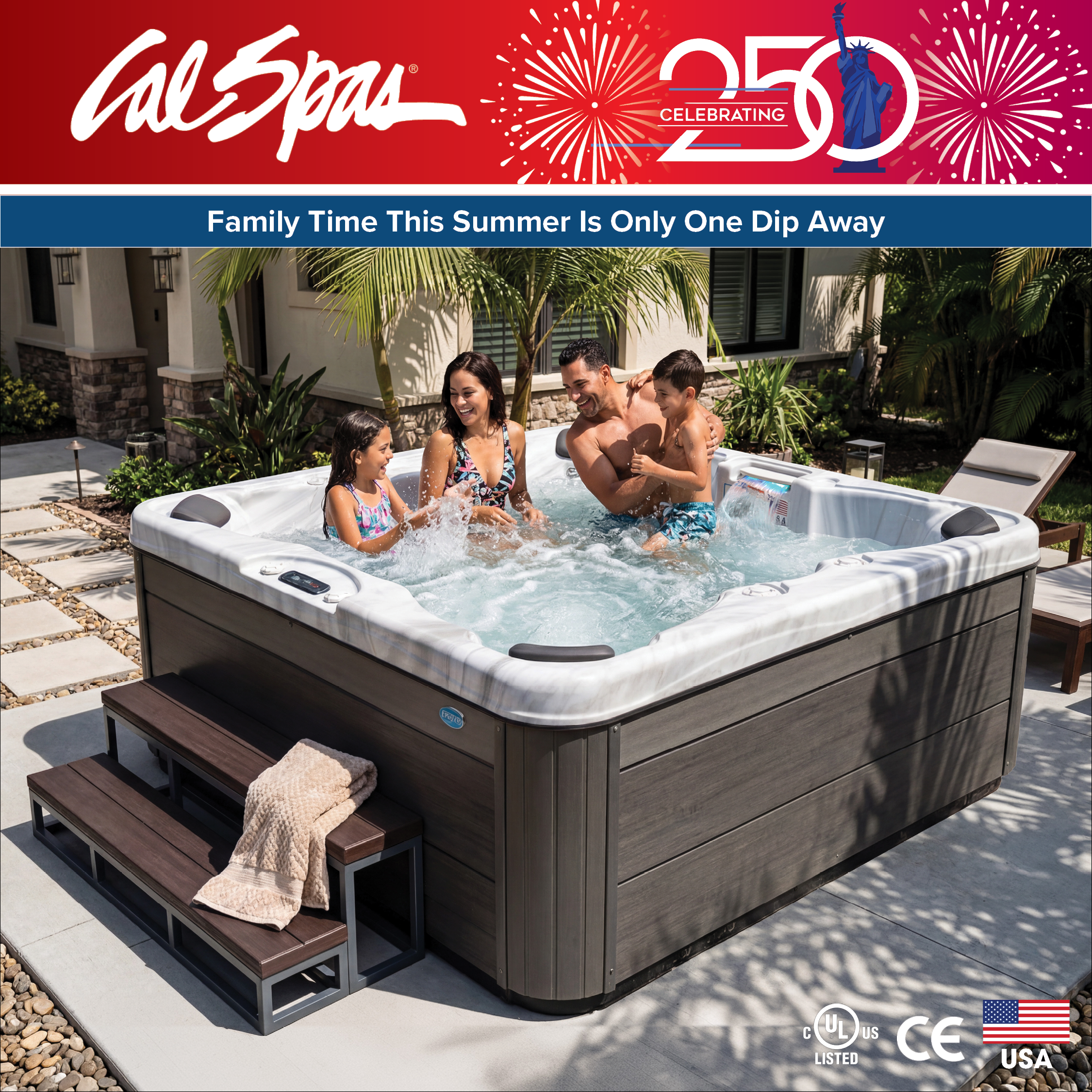 Calspas hot tub being used in a family setting - Coeurdalene